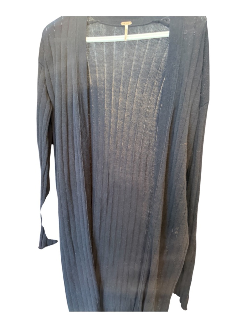Free people Black Ribbed Open-Front Sweater Cardigan